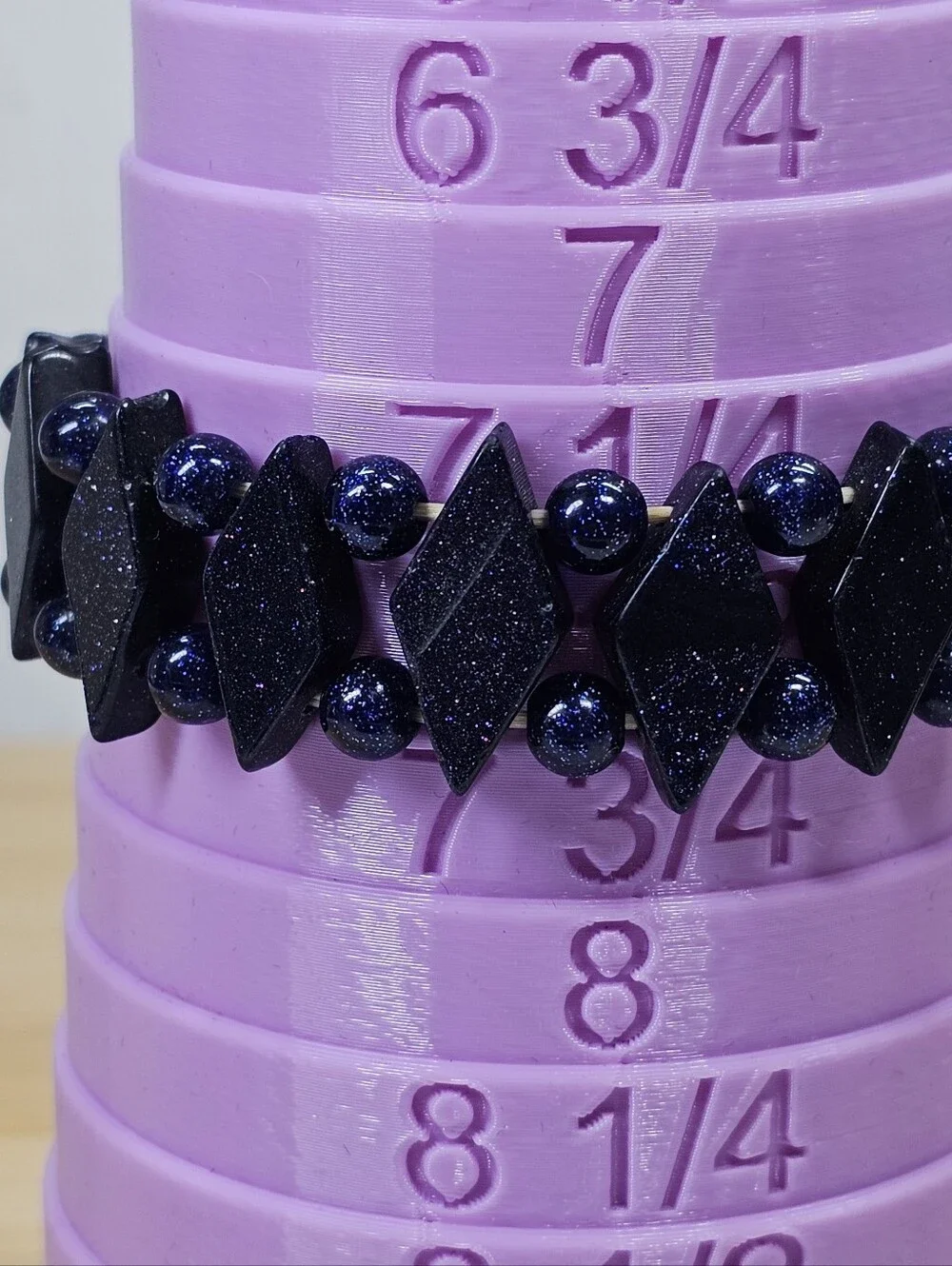 Midnight-Blue Goldstone Sparkling Gemstone Stretch Bracelet Vintage
